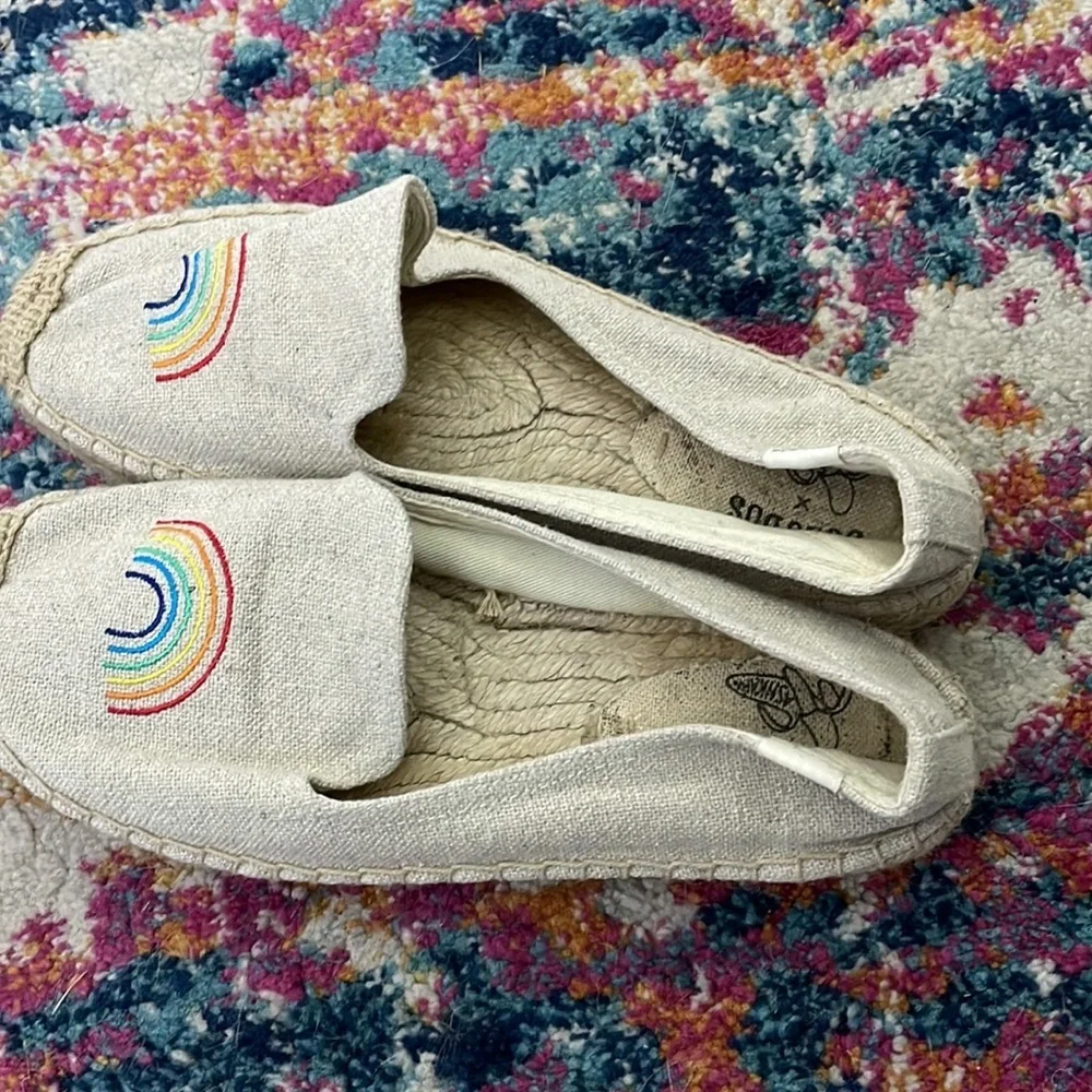 Soludos x Ashkahn Rainbow Platform Smoking Slipper in Sand Espadrille